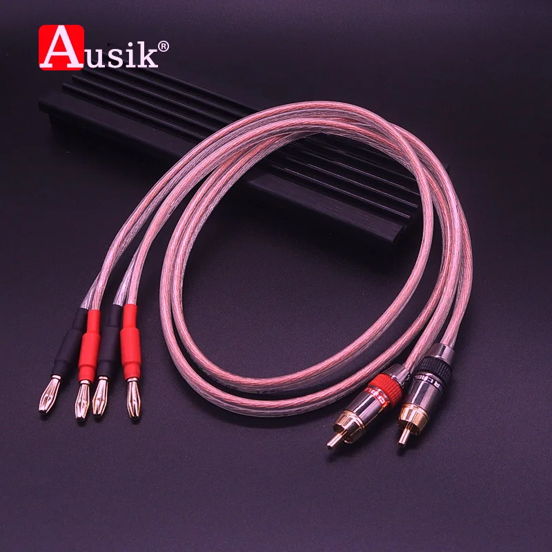 

1Pair HIFI RCA to 2 Banana Speaker Cable Audio-cable for Amplifier/ 1.5m 2m 3m 5m AS070