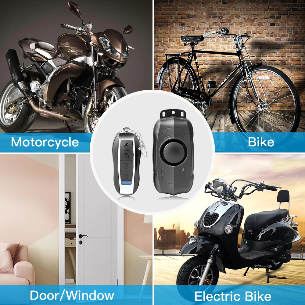 Hollarm USB Charging Bike Alarm Remote Control Security System Scooter Alarm For Motorcycle Anti-Theft Bicycle Vibration Alarm