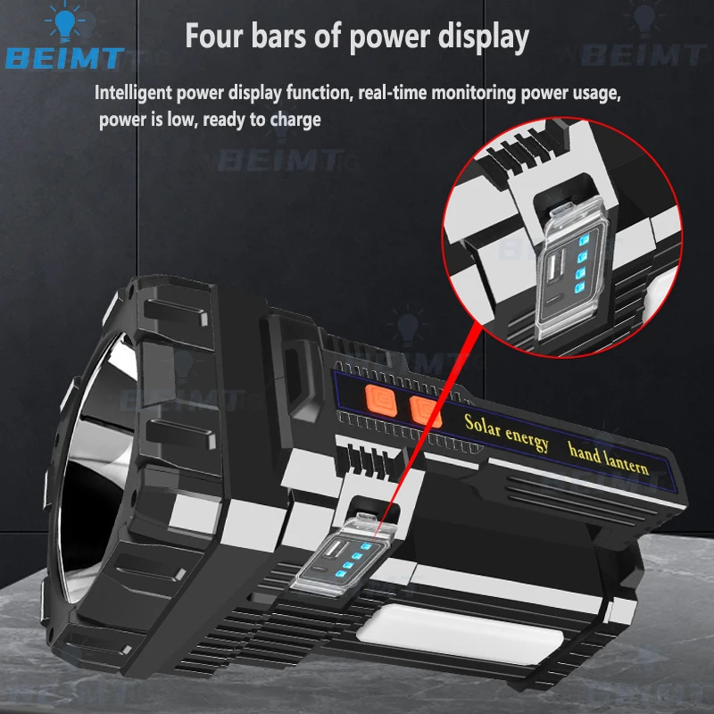 โคมไฟมือพลังงานสูง USB ชาร์จไฟได้, ไฟฉาย LED ชาร์จไฟได้ไฟฉายฉุกเฉินกลางแจ้งตั้งแคมป์