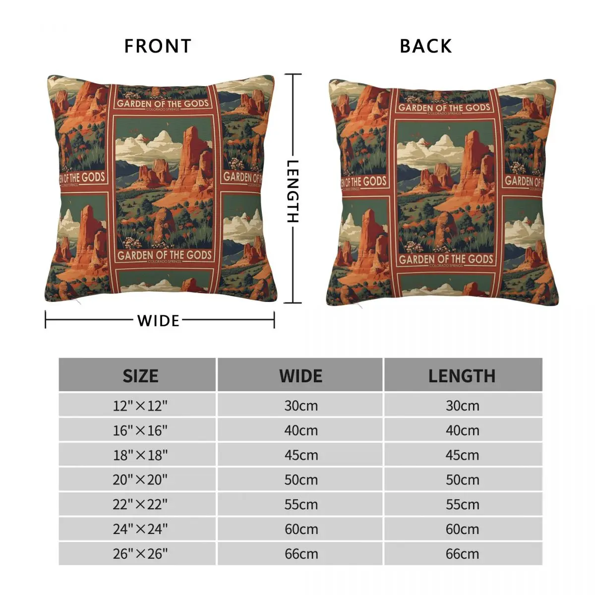 Garden Of The Gods Colorado Travel Square Pillowcase Polyester Linen Velvet Printed Zip Decorative Pillow Case Car Cushion Cover