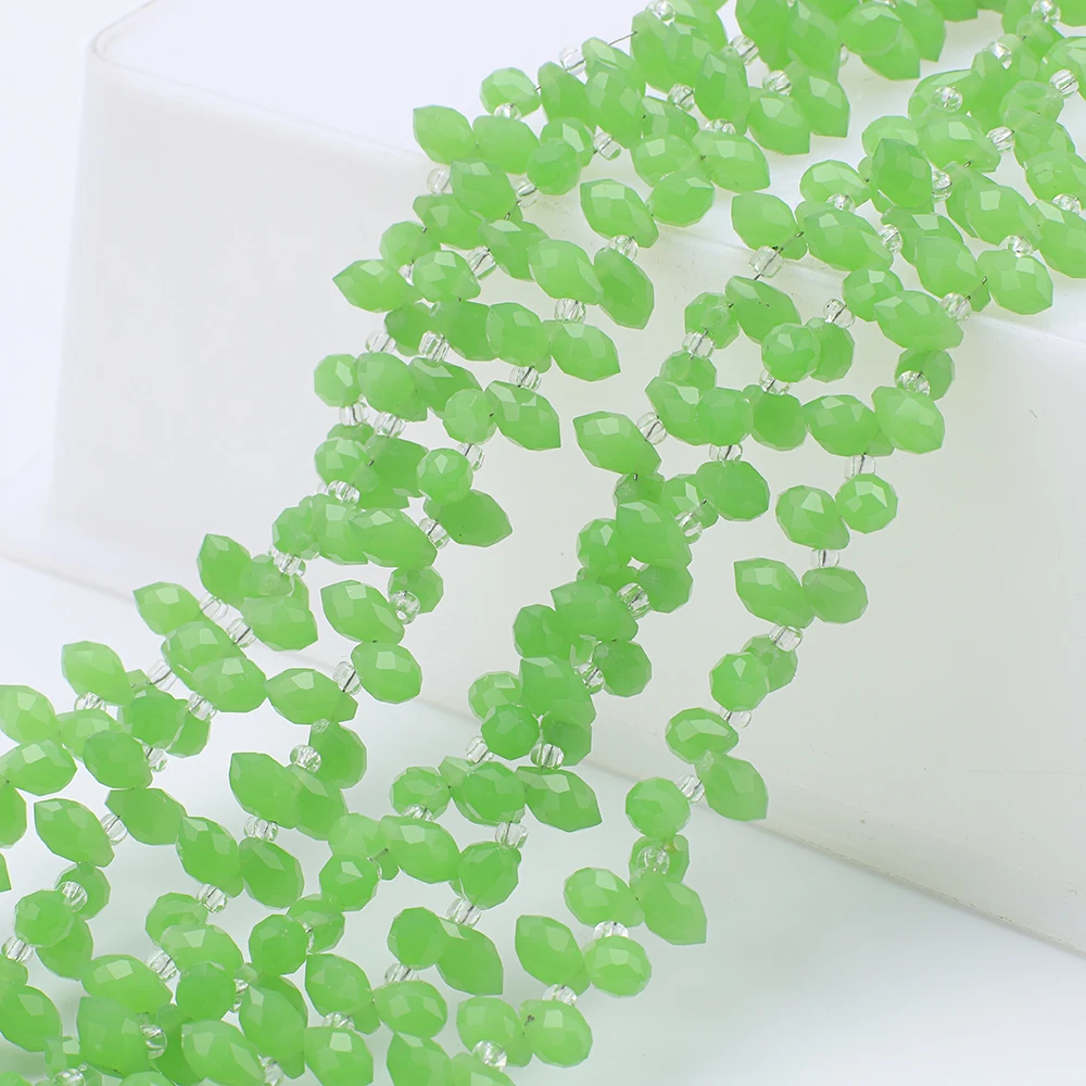 95 Stück/Set 5x8mm Grüne Seitenloch-Wassertropfen Kristallglas Lose Perlen Birnenform DIY Schmuckherstellung Armbänder Halsketten Ohrringe