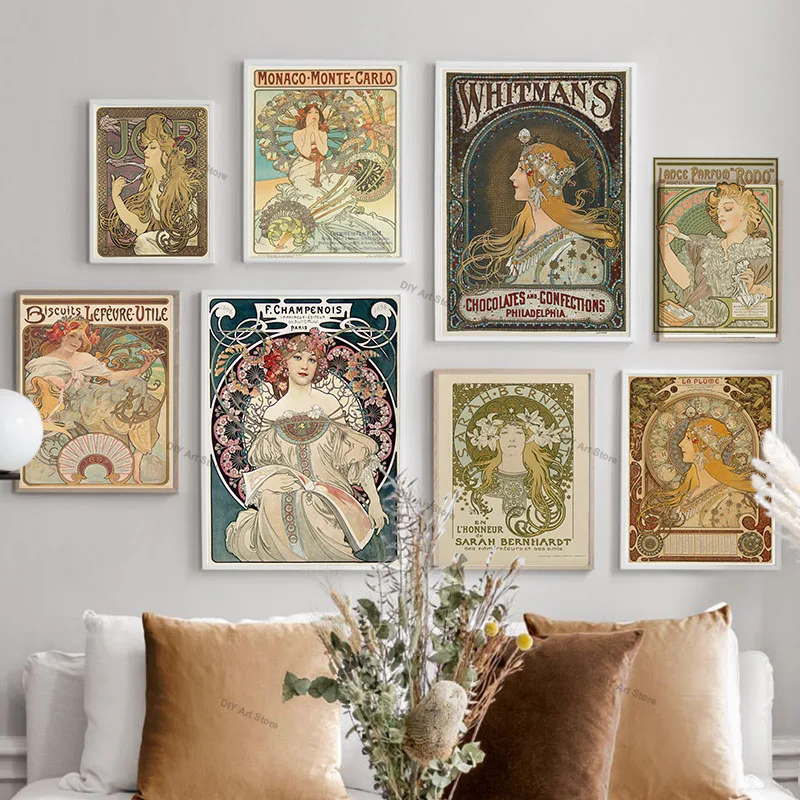 Alphonse Mucha Canvas Painting Vintage Woman Posters and Prints Abstract Wall Art Pictures for Living Room Home Decor Cuadros