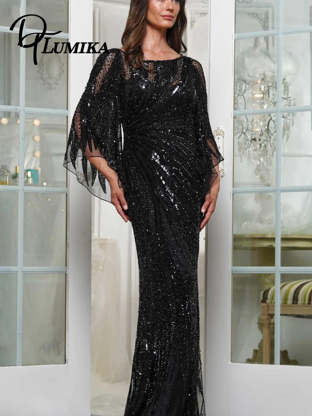 Vestido de noite brilhante para mãe da noiva, vestido de festa com lantejoulas brilhantes, elegante, sereia, até o chão, vestido de jantar personalizado