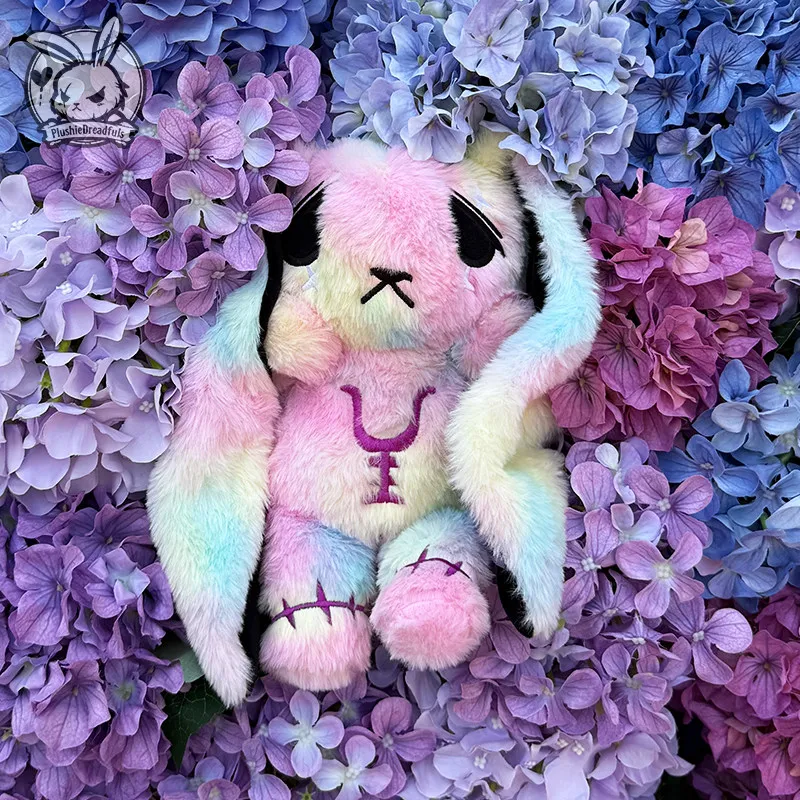 Plushiedreadfuls Healing Series Original Design Plush Doll Anxiety Rabbit Rainbow Color Relieve Anxiety Doll Popular Gift