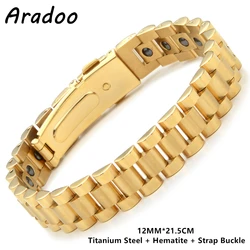 Titanium Steel Magnetic Therapy Bracelet Hematite Slimming Germanium Anti-fatigue Anti-radiation Stainless Steel Strap Bracelet