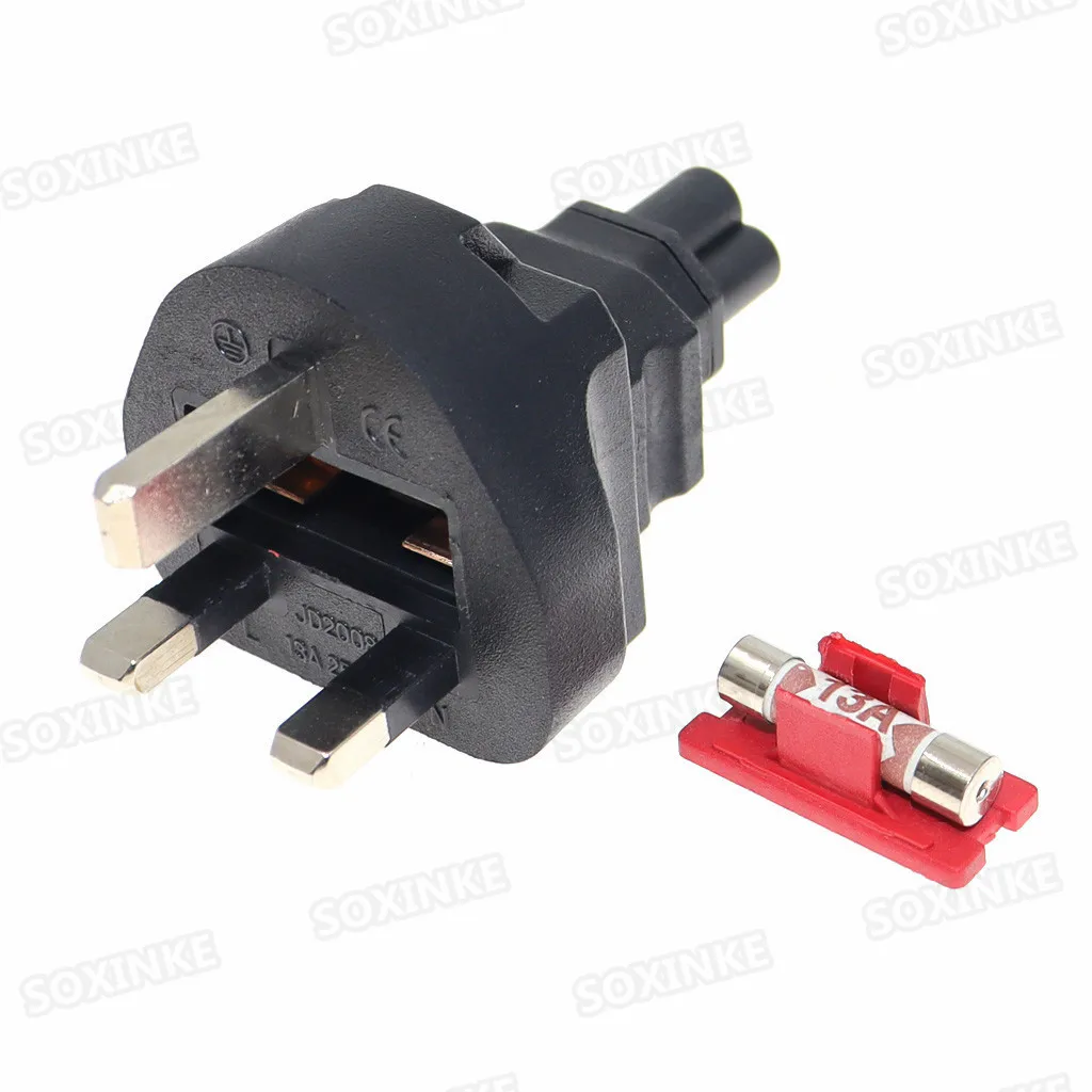 UK 3-Prong Male to IEC 320 C5 AC Power Adapter,UK TO IEC320 C5 conversion plug,PVC Material