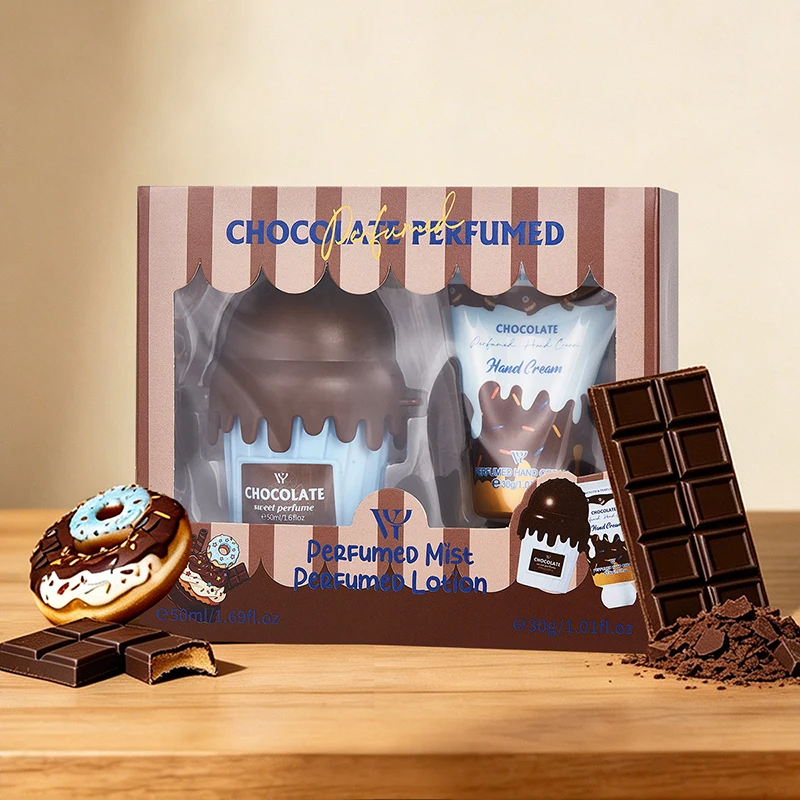 Dubai Ice Cream Shaped Fragrance Set,moisturize Hand Cream Sweet Perfume Spray,vanilla Chocolate Gourmet Cute Pendant Scent Set