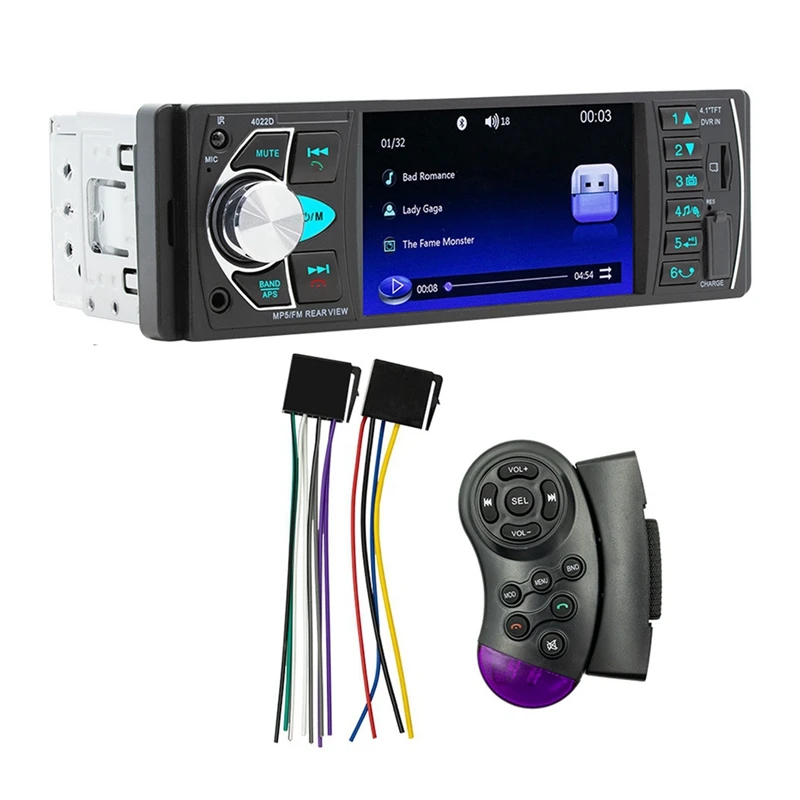 4.1 Inch Screen Car MP5 Player Compatible With Bluetooth 1 Din Remote Audio System USB AUX FM Support Rear View Camera