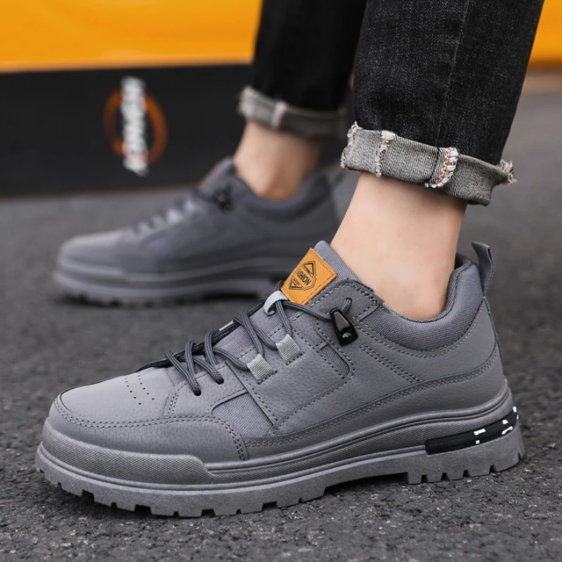 Men's Sneakers High Top 2024 New Autumn/winter British Trendy Workwear Casual Shoes Thick Soled Lace Up Anti Slip Comfort Shoes