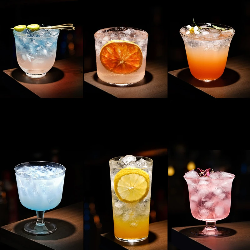 Style Thin Glasses Cup Juice Glasses Creative Cocktail Glass Cups Highball Cup Vertical Pattern Simple Short Cups Bar Party