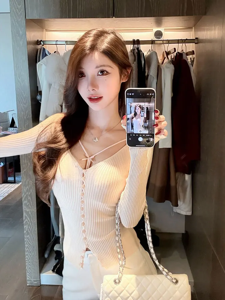 

Сексуальный облегающий трикотаж V-Ne, базовый слой, топ, женский дизайн, повседневный длинный све, внутренняя одежда из мягкой ткани, зимняя модная тенденция