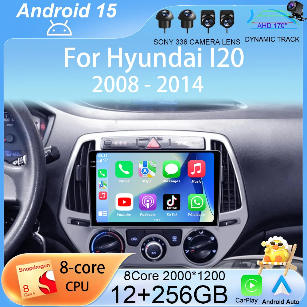 

Android 15 Carplay Auto Car Radio For Hyundai I20 2008 2009 2010 2011-2014 Multimedia GPS Navigation 4G+WIFI Video Player Stereo