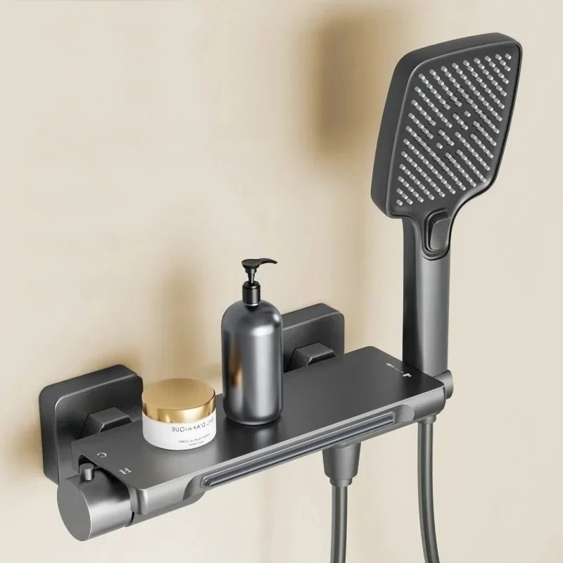 

Bathroom Brass Hot and Cold Mixier Valve Bath Shower Head Set Waterfall Bathtub Faucet Shower Set Household Wall Mounted Tap