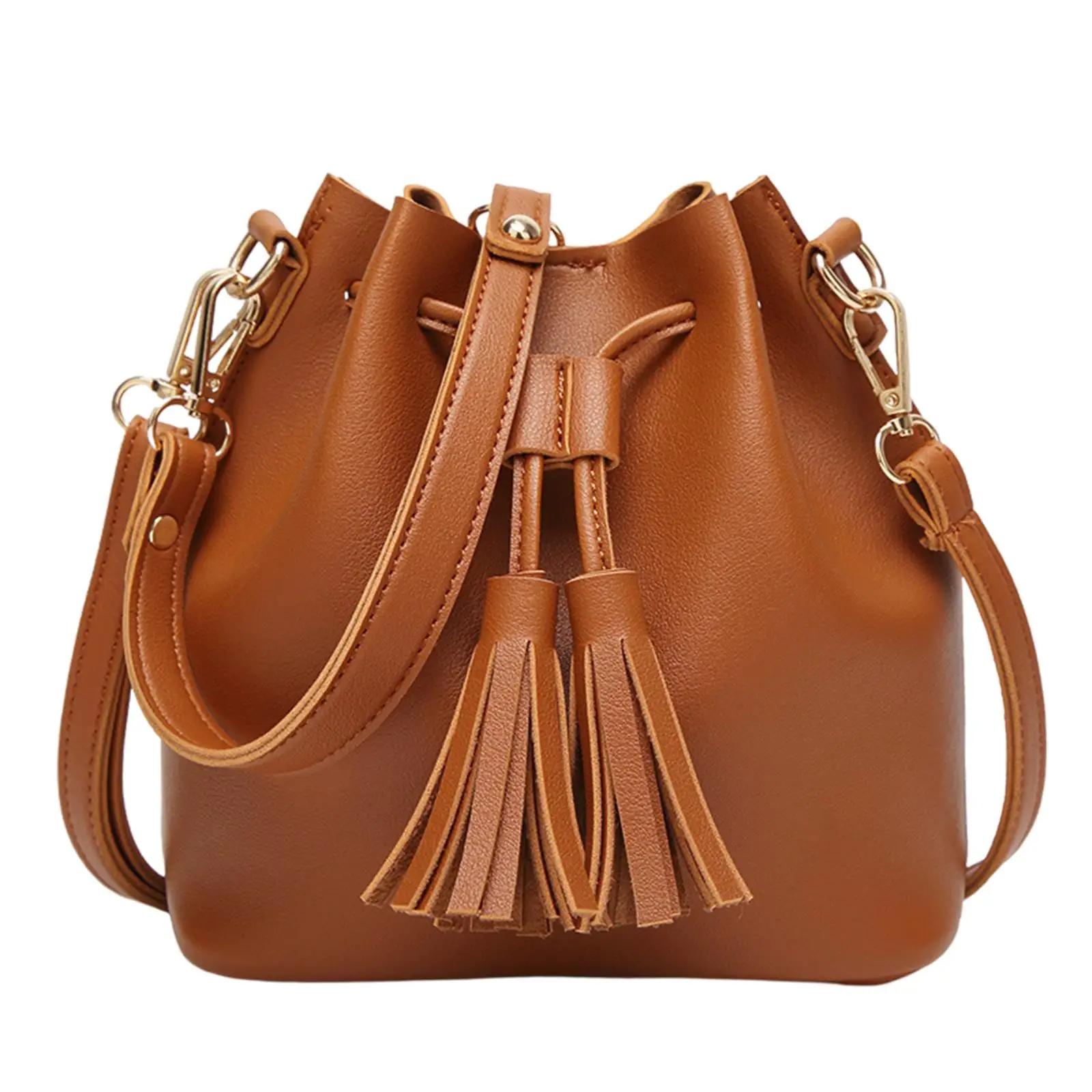 

Bucket Shoulder Drawstring Bag Leather with Extra Longer Strap for Travel Women Ladies