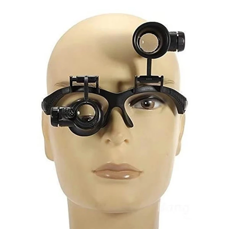 BAADE 10X 15X 20X 25X LED-Lupe, beleuchtetes Doppel-Augenglas, Juwelier-Lupe, Reparatur-Stirnband, Vergrößerung für die Herstellung von Uhren