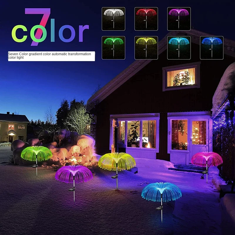 

Solar colorful fiber optic jellyfish lights outdoor waterproof garden decoration Christmas party garden lawn fireworks lights