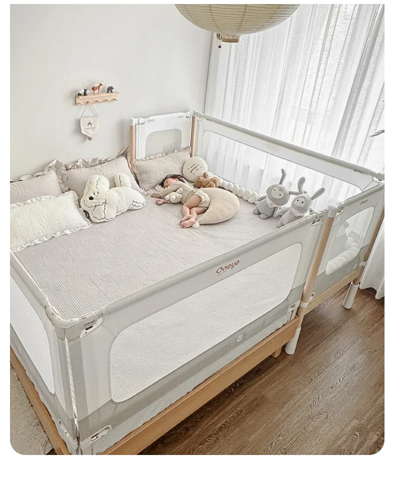 Wide bedside flat seamless liftable baby bed