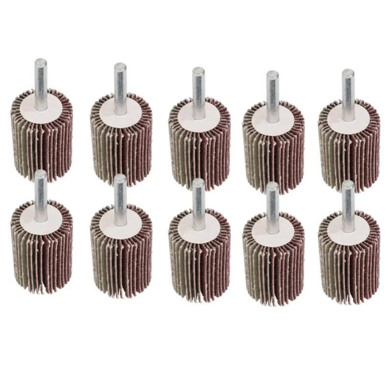 

10pcs Sanding Polishing Wheel Grinding Sandpaper Flap Wheel Disc With 6mm Shank 30 X 40 X 6mm