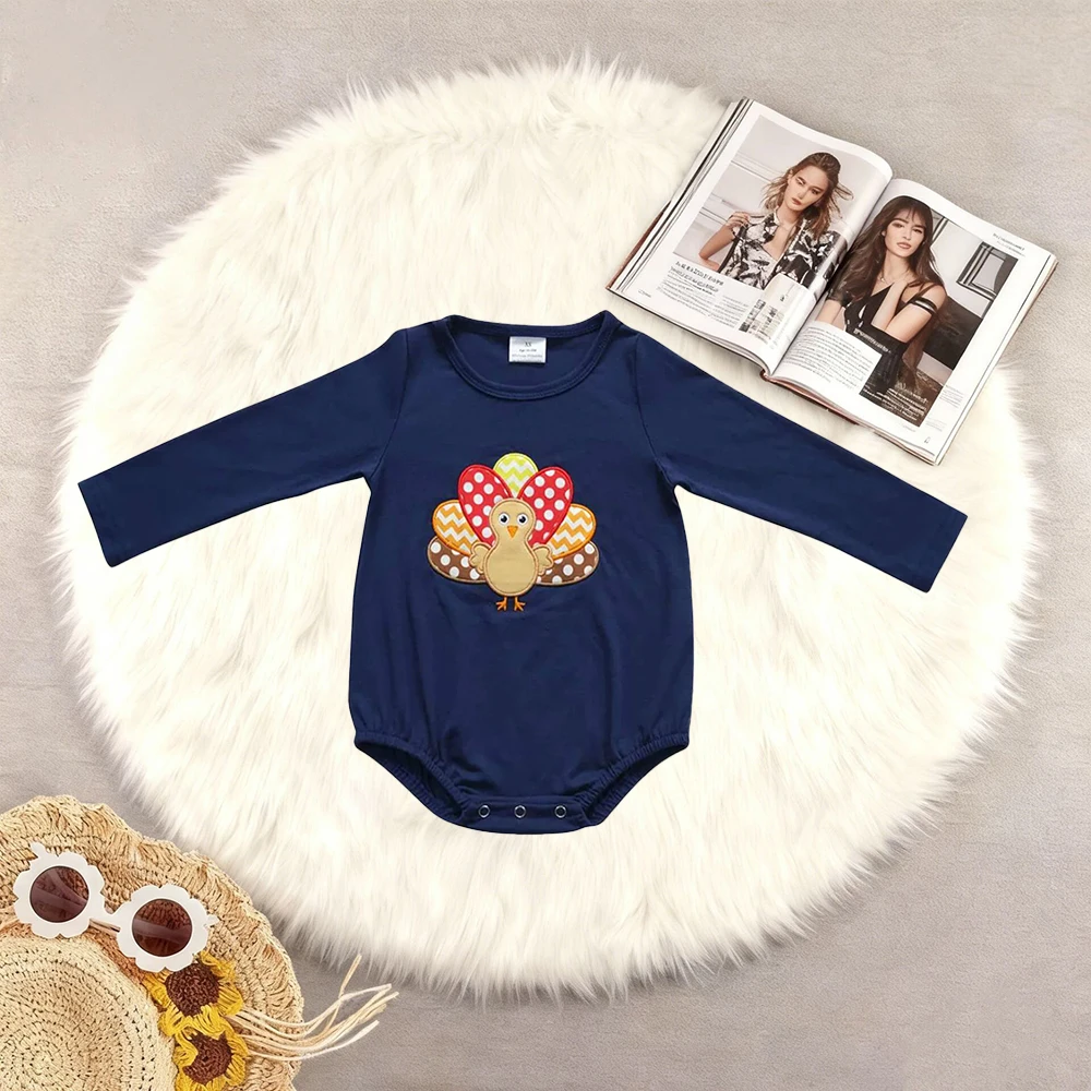 10.14 Baby Boys Winter Rompers Baby Boys Thanksgiving Turkey Long Sleeve Rompers