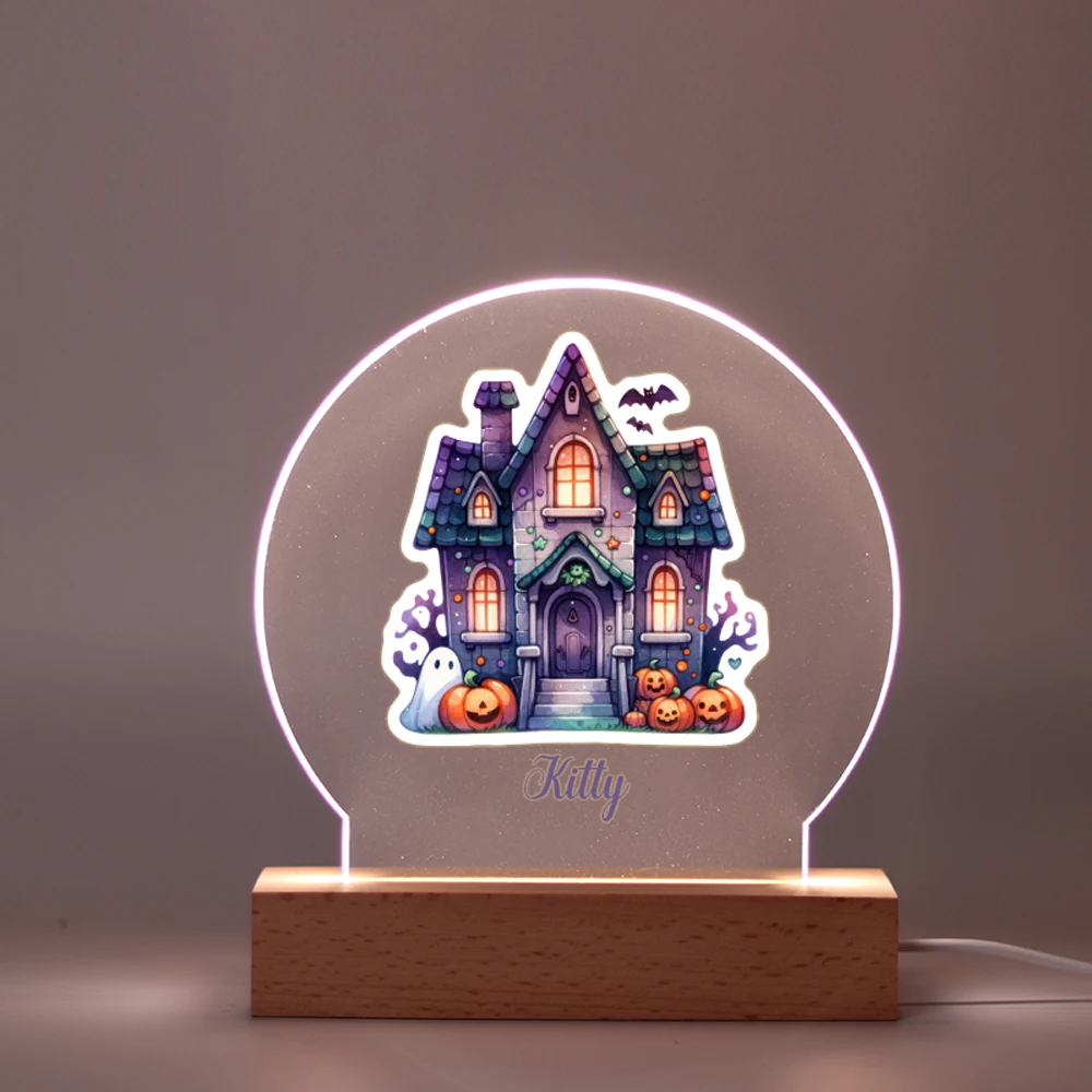 

1 pc nice Hallowween holiday UV Print Personalized Name 3D Visual Night Light 3D Visual Acrylic Lamp For Kids Rooms Home Decor