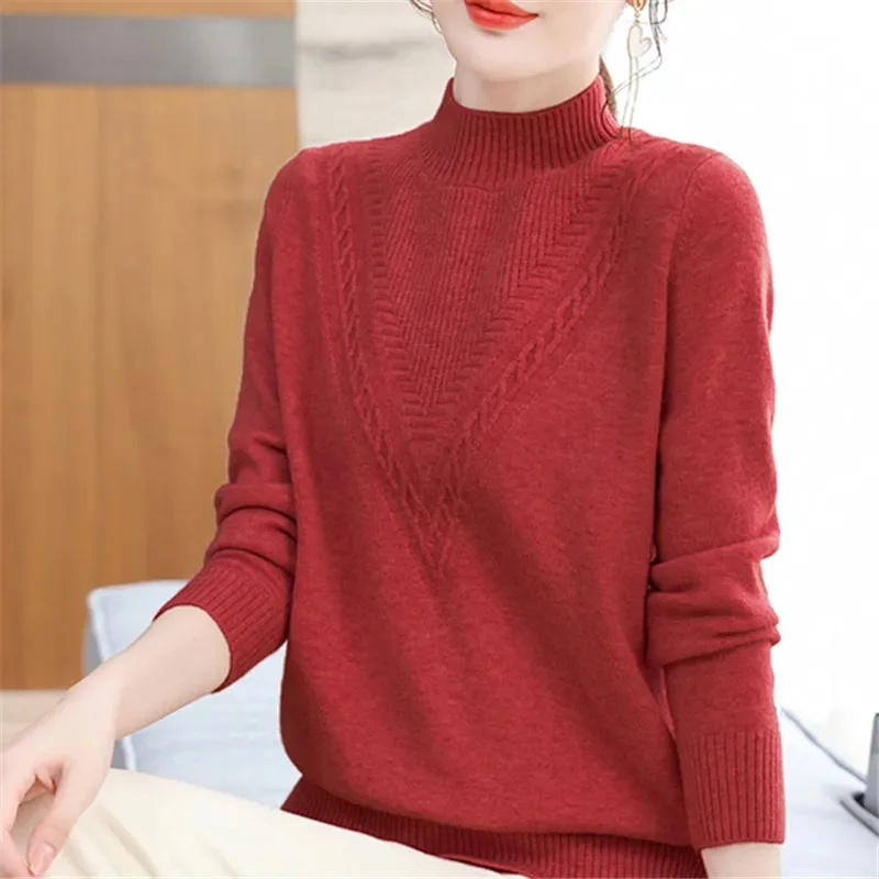 Turtleneck Sweater Women Fashion 2024 New Stretch Tops Women Knitted Pullovers Long Sleeve Bottoming Knitted Sweater