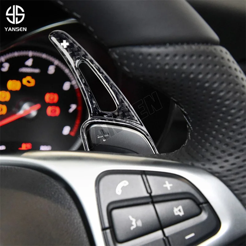 Black Carbon Fiber Shift Paddle For Mercedes Benz W205 W213 AMG CLS GLA GLC GLE GLK CLA45 C63 Interior Accessories