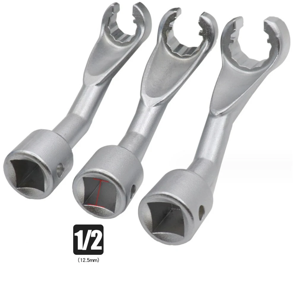 12 Point Open End Wrench Diesel Injector Fuel Line Socket Wrenches 1/2inch Drive Fuel Injector Line Injection Socket 14/17/19mm