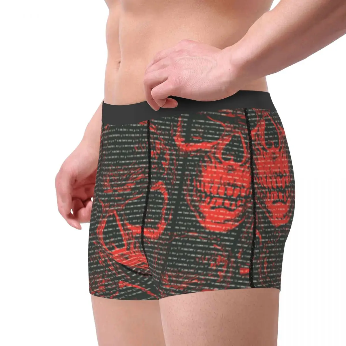 Mens Boxer Sexy Underwear Old Newspaper Columns Skull Underpants Male Panties Pouch Short Pants