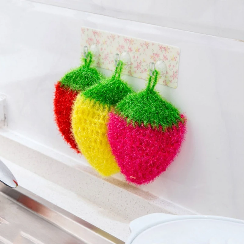 Korea Strawberry Wipes Dishwashing Towels Acrylic Polyester Silk Dish Cloth Cleaning Cloth Household Kitchen Cleaning Cloths