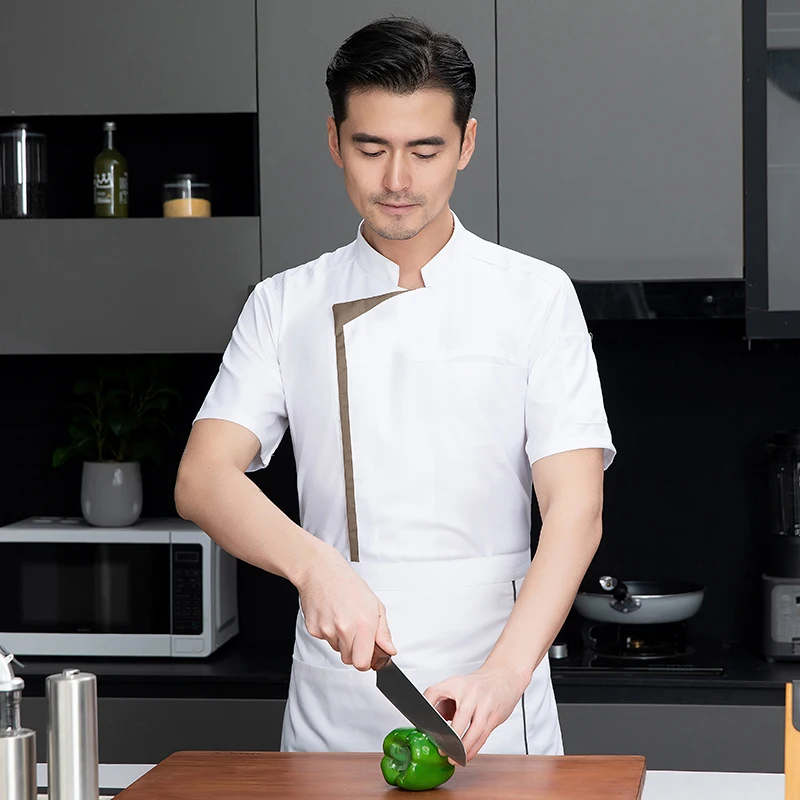 Traje de cozinha para homens e mulheres, uniforme para padaria, chef, uniforme, café, vestuário de trabalho, macacão para cozinheiro, cantina restaurante