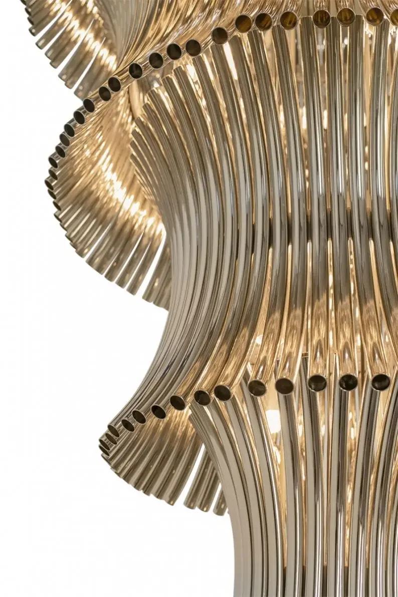 Modern Four-Tier Stainless Steel Tube  Elegant  Light for Hotel Lobby Long-lasting & Stylish
