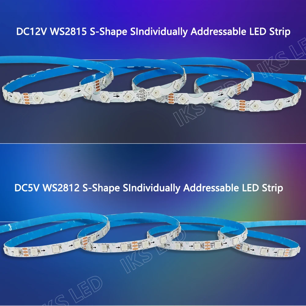 DC12V WS2815 8 مللي متر الذكية RGB بكسل LED قطاع تيار مستمر 5 فولت WS2812 عنونة بشكل فردي IC 30/60/144 بكسل/المصابيح/م ضوء الشريط
