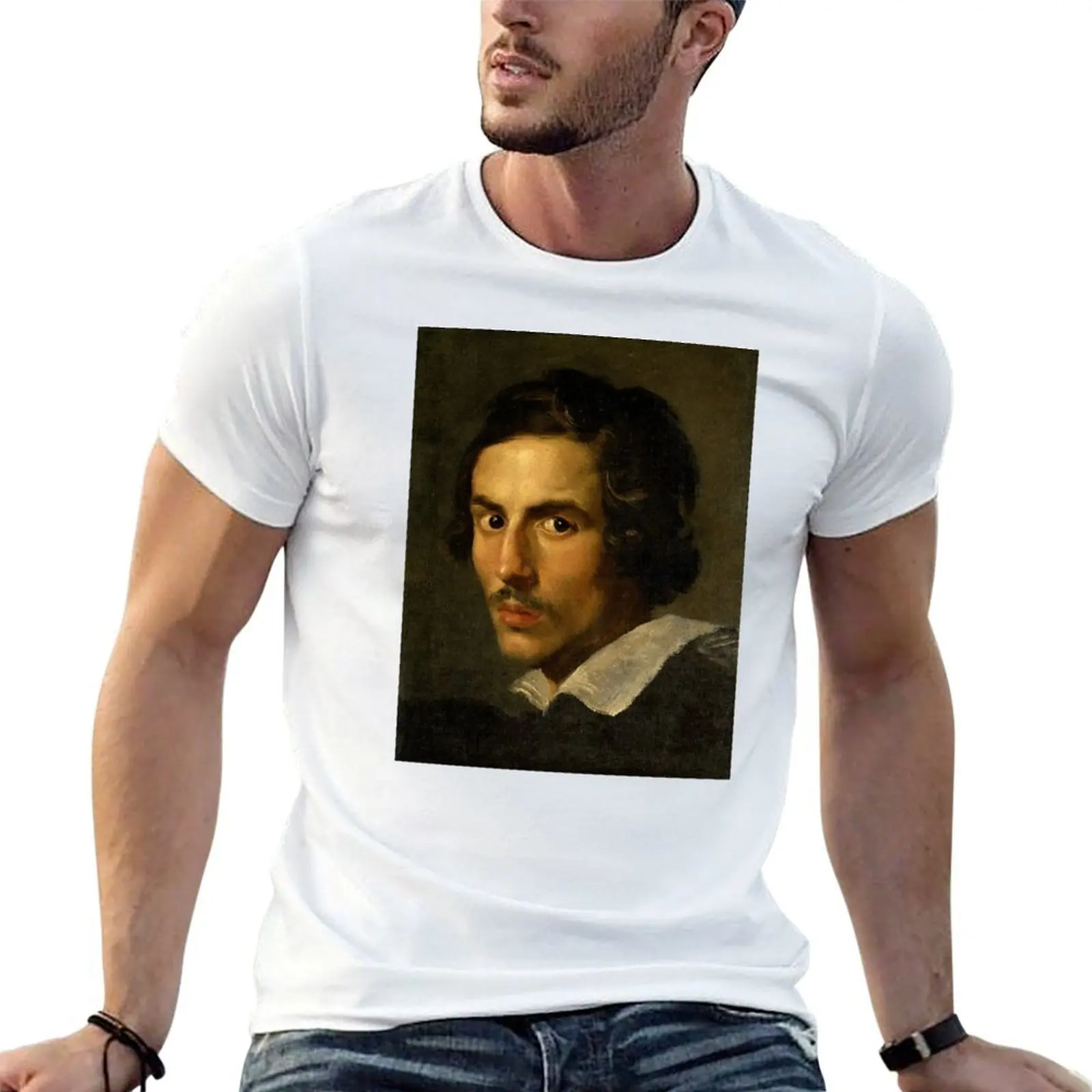 

Бернини мужская Lorenzo футболка с портретом футболка 100% Self Gian роскошная мужская футболка аниме футболка хлопок