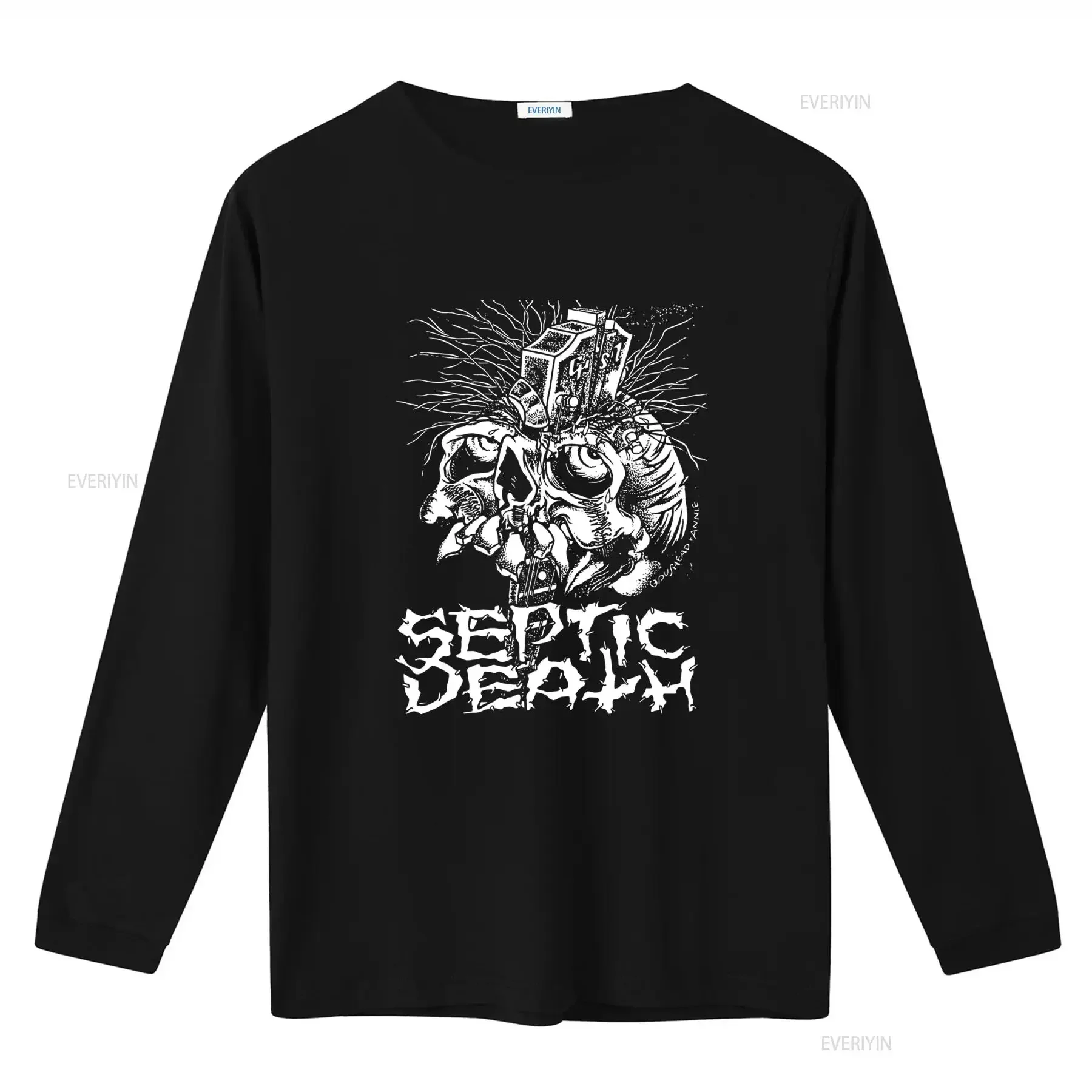 Septic Death Skull Print T Shirt Infest SSD Bad Brains Integrity Cryptic Slaughter Design vintage Washed Slightly homme