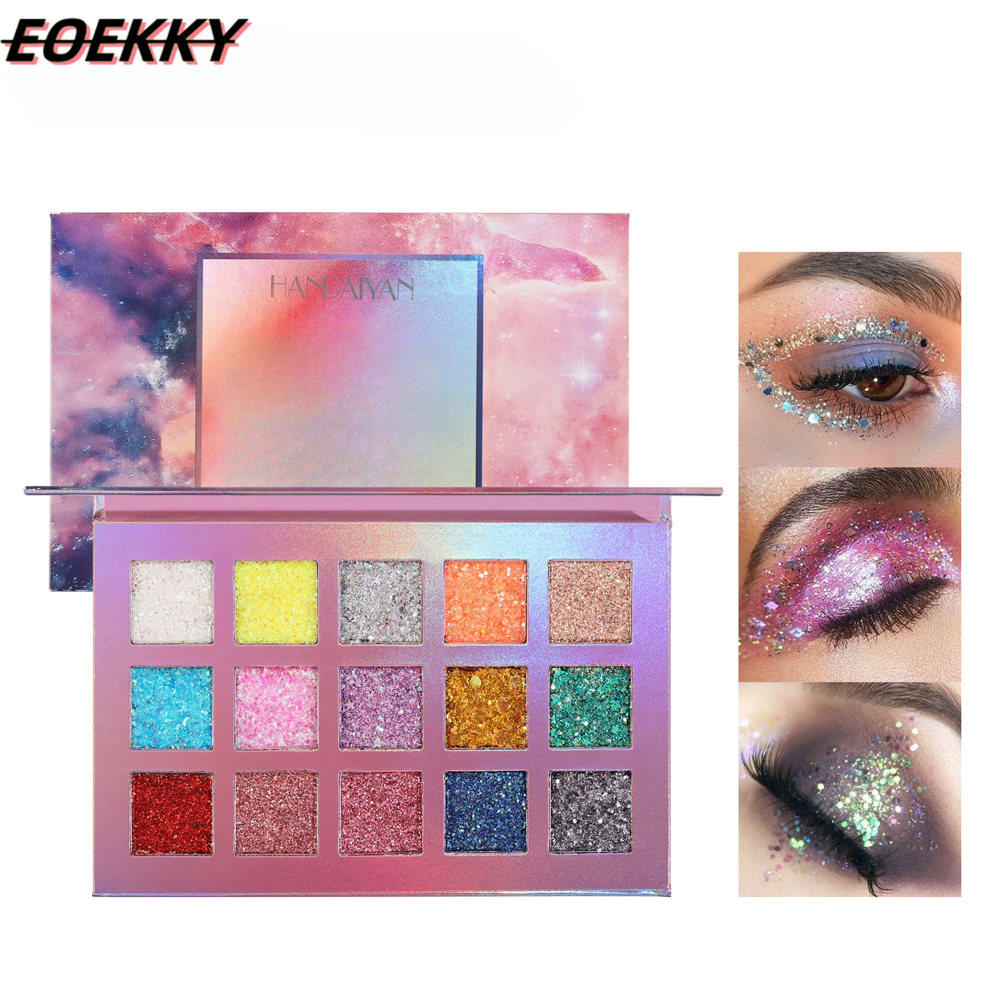 EOEKKY-15 Color European and American Large sequin Eyeshadow Tray - Makeup Palette - Eyeshadow Cosmetics