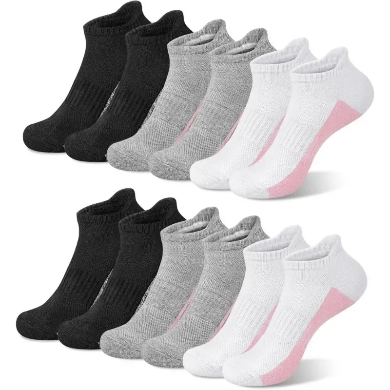 Women's ankle socks 6 double sweat wicking sports running socks Thick cotton cushioned socks sole socks with tags