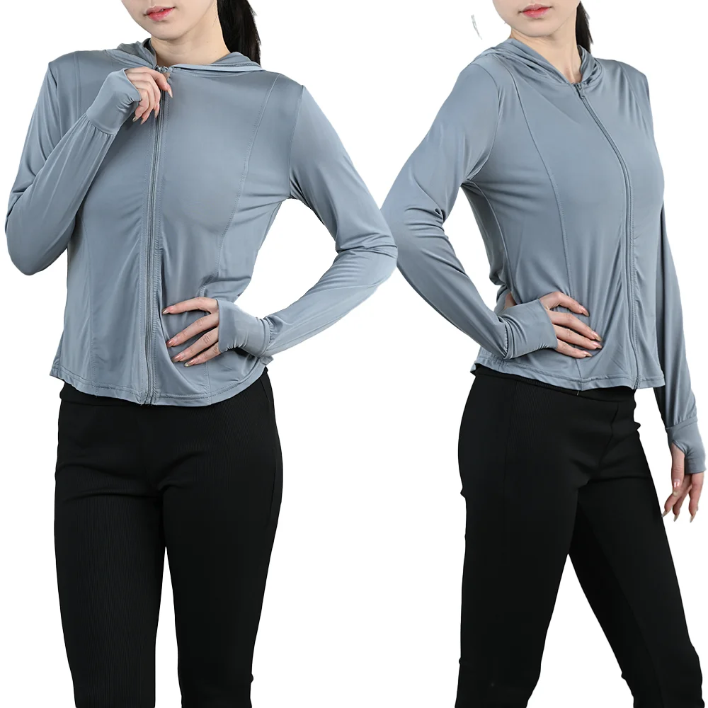 

New Cool Icesilk Sun-Protective Clothing Women's Outdoor Sports Hooded UV Protective Summer Ladies Fitted Breathable Jacket