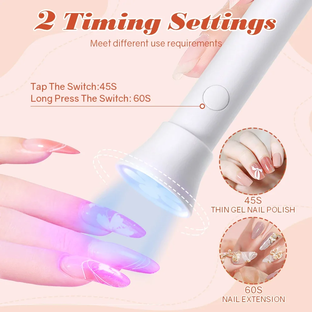 Handheld LED Lamp For Nails Drying Lamp Rechargeable Mini Manicure Lamp Nail Dryer For Gel Nails Portability Nail Art