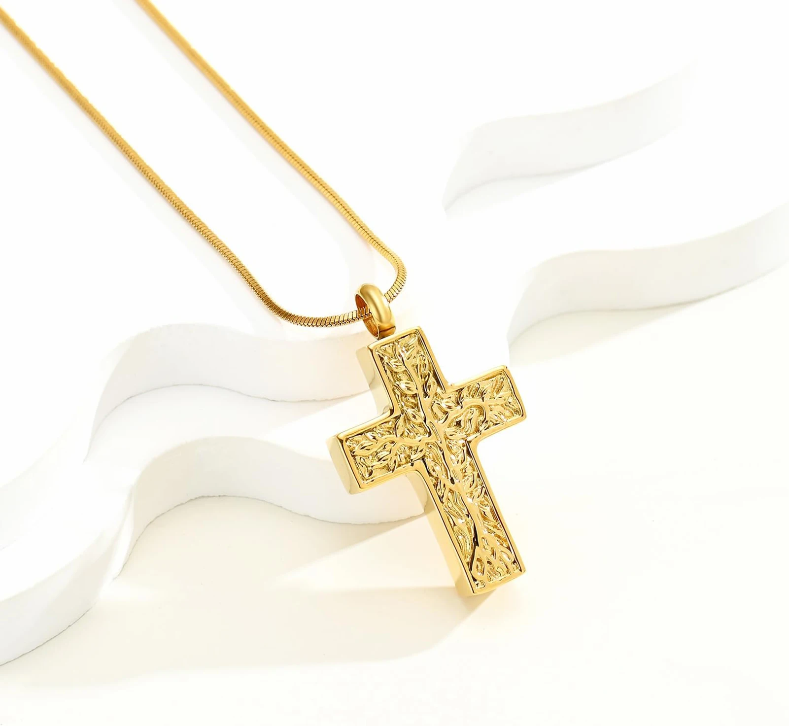 Cross Urn Necklace for Ashes for Women Men Stainless Steel Cremation Pendant Ash Holder Butterfly Memorial Jewelry