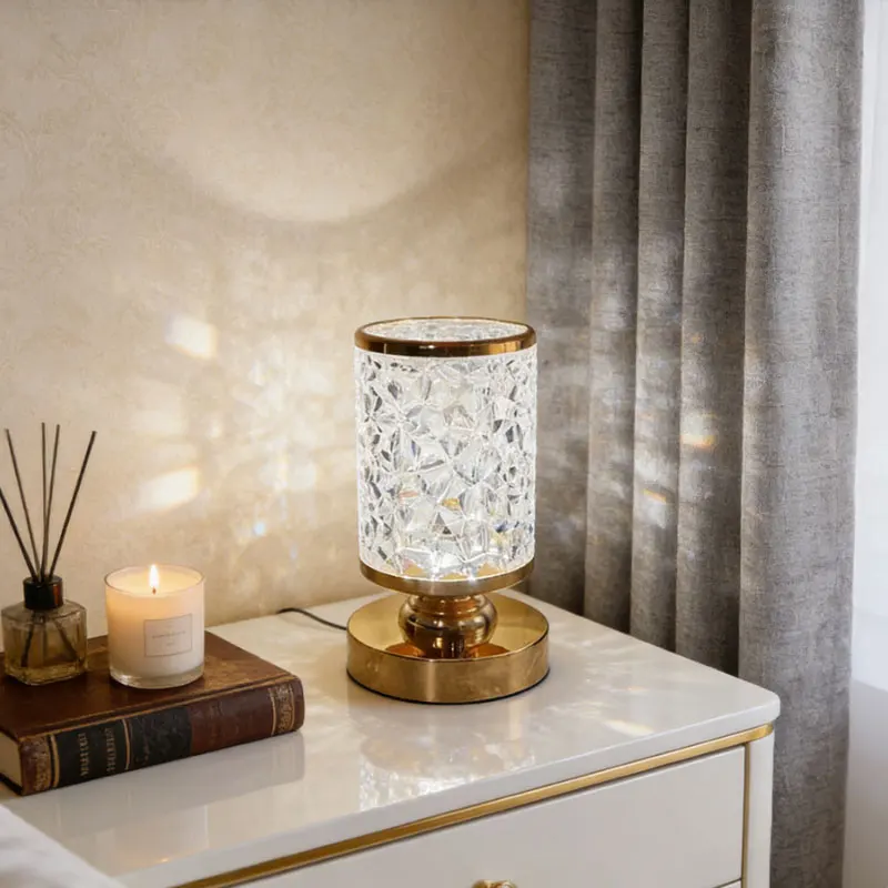 

Настольная лампа для дома, портативная хрустальная настольная лампа с сенсорным управлением, перезаряжаемая лампа, хрустальная прикроватная лампа, ночник, декор для комнаты, спальни