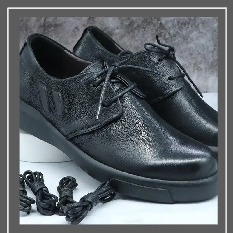 Scarpe in pelle lacci cerati rotondi uomo e donna Martin scarpe British Business Casual, stivali lunghi lacci neri