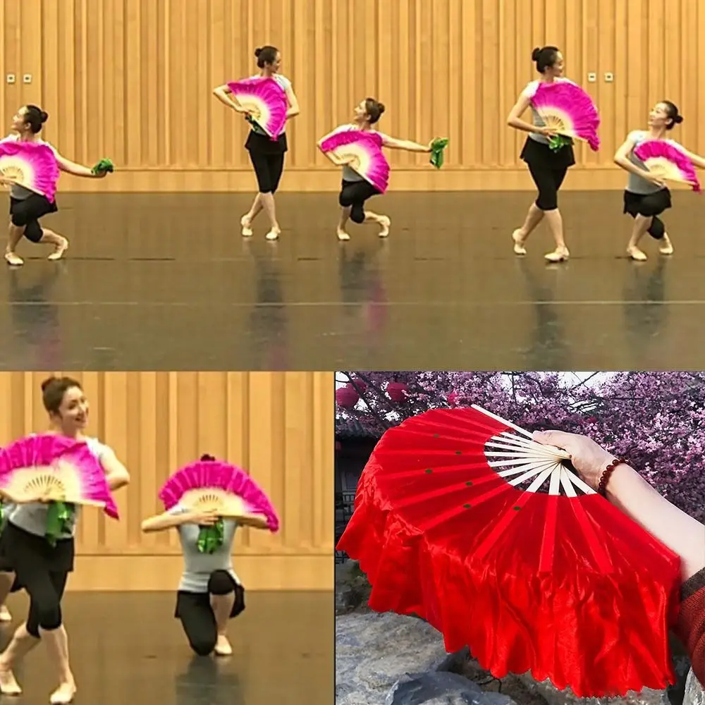 

26/31cm Bamboo Chinese Short Bellydance Fan 10cm Half Circle Silk Pure Color Bamboo Fans 9 Styles Hand Dye Adults Fan