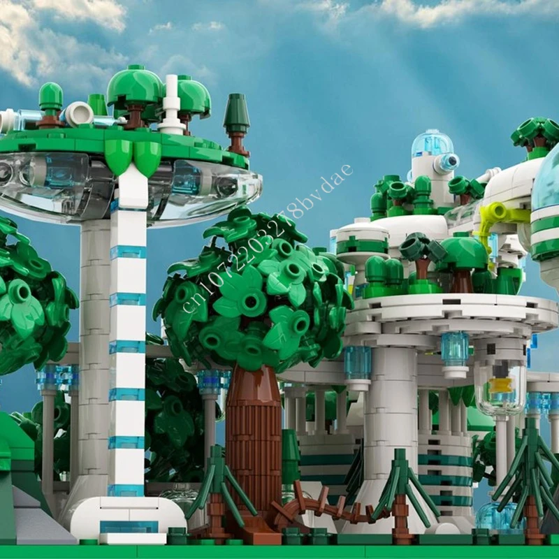 1821 pçs futuro cidade verde moc streetview quebra-cabeças conjuntos arquitetura montagem criativa natal aniversário brinquedos presentes para crianças idades