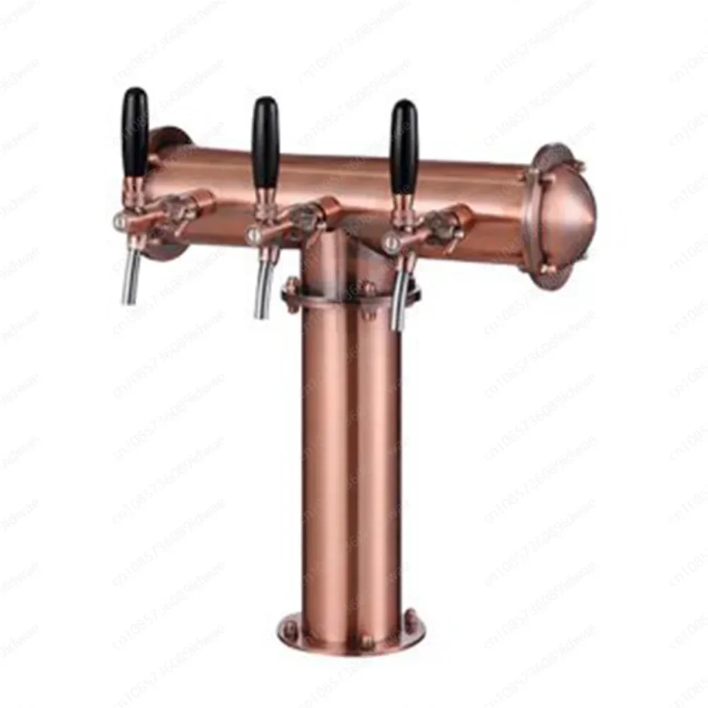 3-Tap T Shape Beer Tower with Bronze Finish, Commercial Draft Beer Column, Custom Pub Bar Beer Dispensing Tower