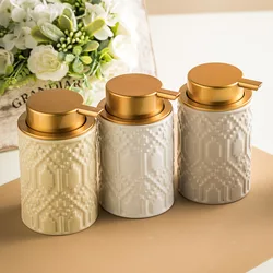 350ml Ceramic Press Mousse Foam Bottle Dispenser 3D Relief Geometric Pattern Soap Storage Containers ABS Pump Head For Bathroom