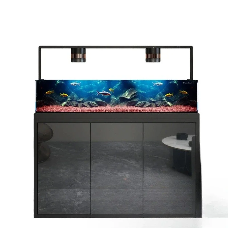 Original ecological wild mining stream tank fish tank, living room ultra-white landscaping bottom filter fish tank
