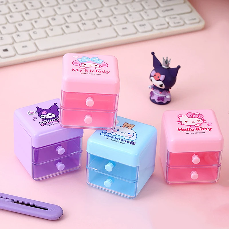 1PCS Anime Sanrio New Kitty Mymelody Cinnamoroll Multifunctional Jewelry Box Gift Jewelry Stationery Household Kawaii Gift