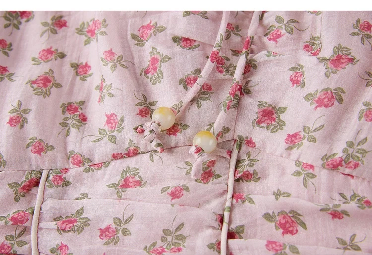SENTUBILA Elegantes Blumen-Sommerkleid für Damen 2026, lässiges Kleid mit V-Ausschnitt, plissiertem Rock, kurzen Puffärmeln und schmaler A-Linie 162LO6257X – Detail 26