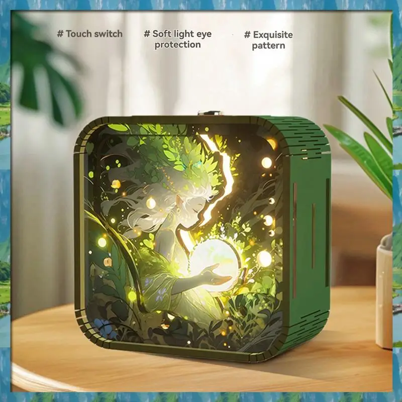 Fast Delivery- Hand Touch Cartoon DIY Wooden Stereo Atmosphere Lights Graduation Season Gifts Nightlight Gifts