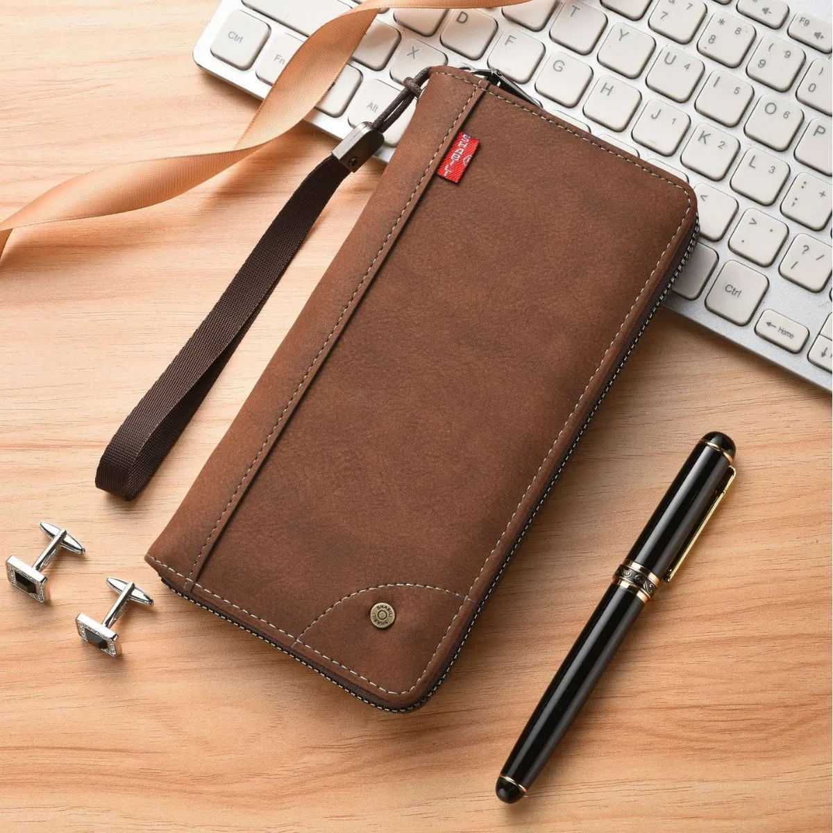 

Вместительная ретро-сумка-клатч, длинная деловая сумка, мужской кошелек с множеством отделений для карт